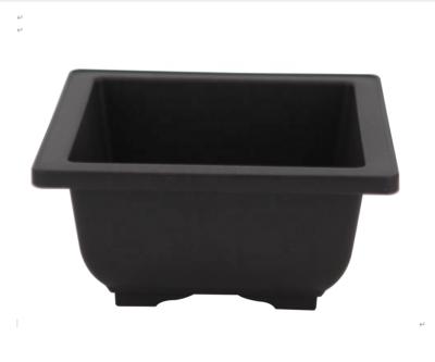 China Chinese style 5pieces set 350ml 12.1*12.1cm square bonsai flower pots planter flower pot plastic purple clay pot for sale