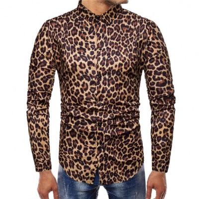 China Custom Wholesale Men's Leopard Print New Fashion Hot Sale Anti-Shrink Long Sleeve Slim Fit Shirt for sale