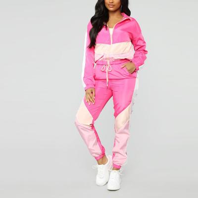 China 2019 Two Piece Jacket Jogger Anti-UV Colorblock Lounge Set Sporty Tracksuit Women for sale