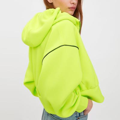 China 2019 Viable New Style Front Zipper Cropped Jacket Women Fluorescent for sale