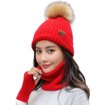 China Fleece Striped Custom Logo Women's Winter Hat And Scarf Set Women Ladies Winter Hat And Scarf Hat And Scarf Set gloves for sale