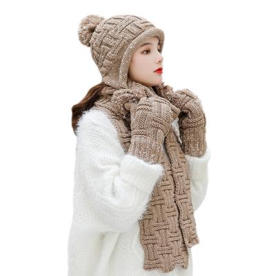 China Fleece Lined Gloves Ladies Winter Running Scarf And Hat Set Womens Scarf Hat Set Womens Hat And Scarf Sets for sale