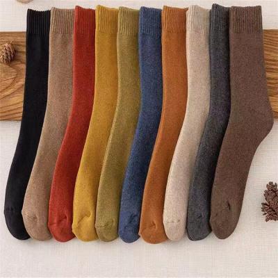 China Fashion Cotton Warm Mens Wool Socks Custom Logo Winter Antibacterial Thicken Socks for sale