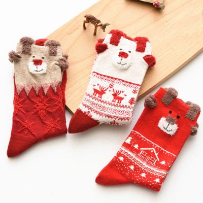 China Printed Antibacterial Christmas Socks Festive Fun Colorful Knitted Customized Thick Socks Christmas Socks for sale