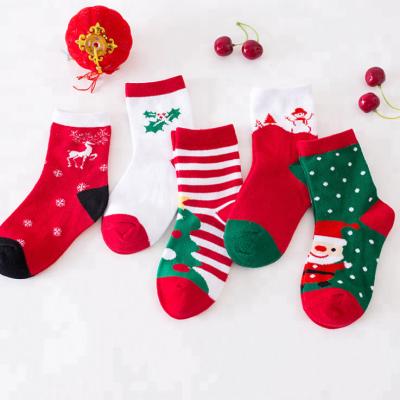 China Little Kids Antibacterial Christmas Running Socks Red Christmas Socks Set for sale