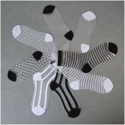 China Summer Antibacterial Transparent Thin Socks Popular Women Nylon Socks for sale