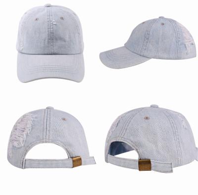 China Lattice COMMON Custom Running Hat For Men Blue Jeans Cloth Baseball Caps Embroidery Distressed Lattice Denim Baseball Cap for sale