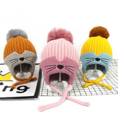 China Picture Baby's Hair Ball Cap Wool Hat Winter Summer Warm Knitted Beanie Hat for sale