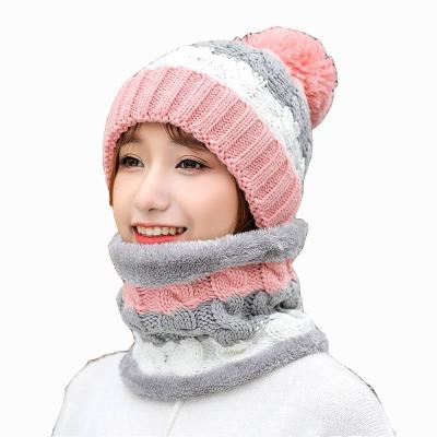 China COMMON Winter Beanie Hat Scarf Set 2 Pieces Thick Warm Slouchy Knit Russian Hat Beanie Hat Knitted Body for sale