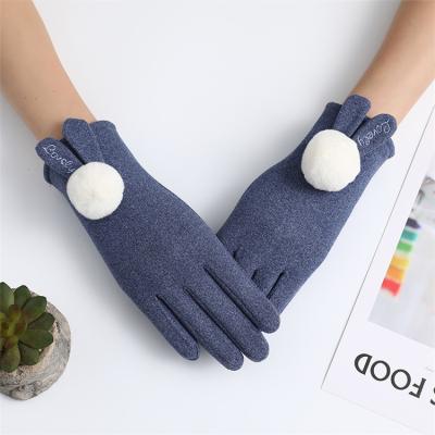 China High Quality Hot Sale Cute Jacquard Pompom Gloves For Women Skiing Winter Cold Weather Gloves Touch Screen Warmer Glove for sale