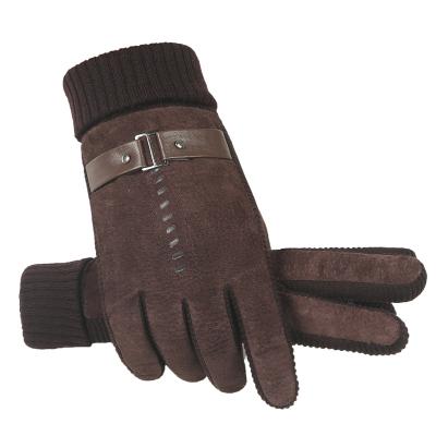 China New Real Pigskin Men's Winter Bike Hand Driving Single Gloves Winter Leather Gloves for sale