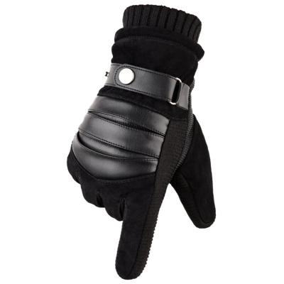 China New Real Pigskin Winter Men's Workout Fashion Single Leather Touch Screen Gloves Cycling Gloves for sale