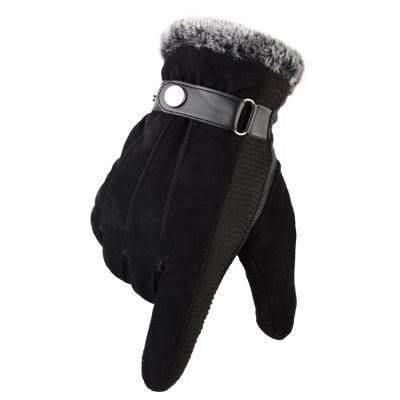 China Wholesale New Real Pigskin Simple Winter Mens Leather Gloves Cycling Mens Leather Gloves for sale