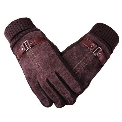 China New Real Pigskin Men's Motorcycle Gloves Single Winter Warm Riding Gloves Motorcycle for sale