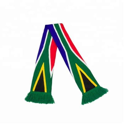 China Acrylic South Africa Knitted Soccer Scarf 100% Acrylic Material Custom Soccer Scarves for sale