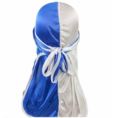 China Silky Nylon Double Color Durag Satin Pirate Hat With Long Tail Designer Cowls Chemotherapy Hat Headbands for sale