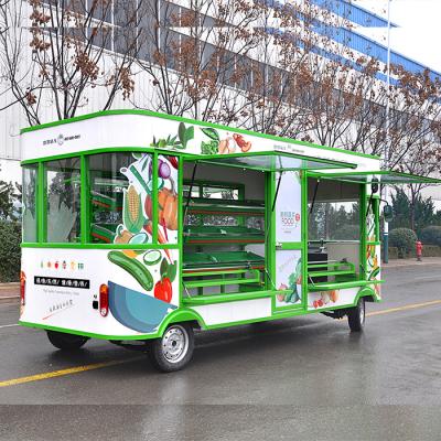 China 2021 Bakery Factory Design Large Size Food Truck Fried Ice Cream Car Kiosk Stainless Fruit Vending Car for sale