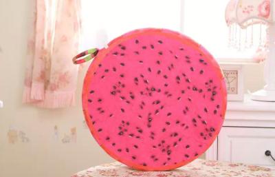 China Cute Watermelon / orangesoft plush fabric round shape fruit pillow Cushions 35CM for sale