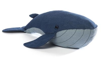 China Blue Recycled crafts Whale Stuffed Animal unique gifts 20 inches of Yarn Dyed Pattern for sale