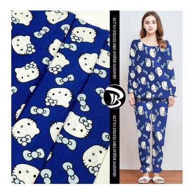 China Yibo Flame Retardant Textile Customized Cartoon Printed DTY Brushed Pajamas Cloth Knitting Stretch Fabric for sale