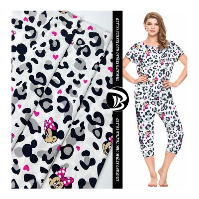 China Yibo flame retardant textile 95%polyester 5%spandex custom cute animals printing brushed elastic silk dty print milk fabric for pajama for sale