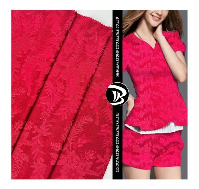 China China Manufacture Fire Retardant Textile Yibo Bright Red Knitting Jacquard Natural Dyes Knitting Fabric For Dress for sale