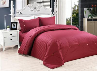 China Sateen Stripe 4pcs Duvet Cover Set Solid Polyester Cotton Bedding set Twin/full/queen/king size for sale