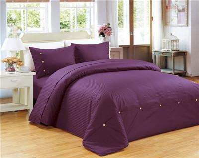 China Polyester Cotton Sateen Stripe 1800 Series Egyptian Cotton Blend 4pcs Duvet Cover Set Queen size for sale