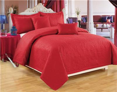 China Royal 5pcs Embossed Quilt Set Ultrasonic Solid Color Queen Size Cotton Touch Brushed Microfiber Fabric for sale