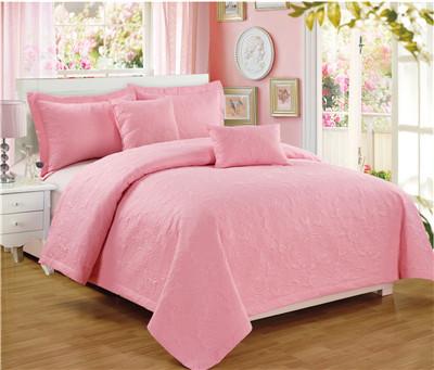 China Solid Color Quilt Set 5pcs Microfiber Fabric Polyester Filling for sale