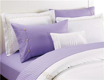 China Sateen Stripe Flat Sheet Set 4pcs Polyester Cotton Bedding Set Solid Color for sale