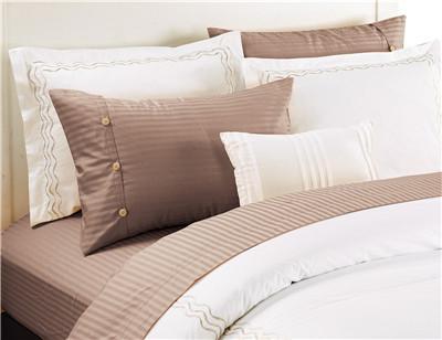 China Polyester Cotton Sheets Set Sateen Stripe Bedsheets Set 4pcs Solid Color for sale