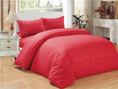 China Sateen Stripe Bedding Set Comfroter Duver Cover Poly Cotton Comforter Set 2pcs King Size for sale