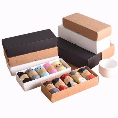 China Recycled Materials Custom Recycle Flat Pack Color Printing Luxury Apparel Socks Paper Packaging Storage Box for sale