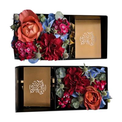 China Gold Design Disposable Cardboard Flower Luxury Boxes Cardboard Rose Boxes For Flowers And Dessert Package for sale