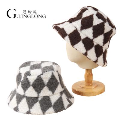 China ODM 2022 New Plush Teddy Fluffy Bucket Hat Winter Fisherman Hat For Outdoor Plaid Custom Made for sale