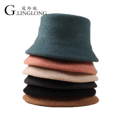 China OEM 2022 Plain Outdoor 100% Plush Wool Fisherman Hat Custom Flat-Topped Bucket Sale Hat For Man for sale