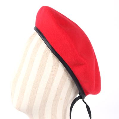 China Adult Custom Made Wool Beret French Logo Character Hot Sale 100% Military Beret for sale