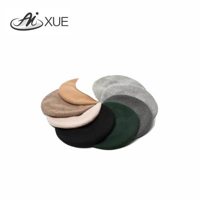 China Character LOGO Custom Solid Color Beret Hat100% Wool Beanie Cap Hats For Women Ladies Custom Beret for sale