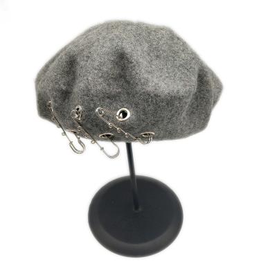 China Stylish Character Crochet Beret Makers Pattern Beret Hat Equipment Gray Wool Beret Hats For Women for sale