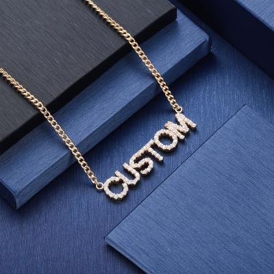 China FASHIONABLE Full Diamond Name Plated 18k 316L Stainless Steel Plated Custom Jewelry Necklace for sale