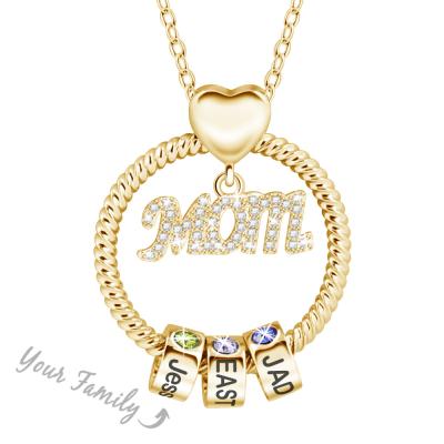 China 12 Colors Name Jewelry TRENDY Custom Birthstone Necklace Mother's Day Jewelry Mom Pendant Necklaces for sale