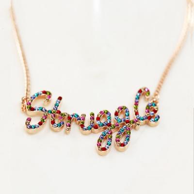 China TRENDY Custom Made Solid Gold Stainless Steel Name Necklace Personalized Rhinestone Name Necklace Jewelry for sale