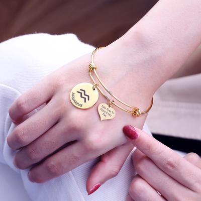 China FASHIONABLE 316 Stainless Steel Adjustable Bracelet 12 Zodiac Sign Bracelets To Enjoy Every Day Chinese Bracelet for sale