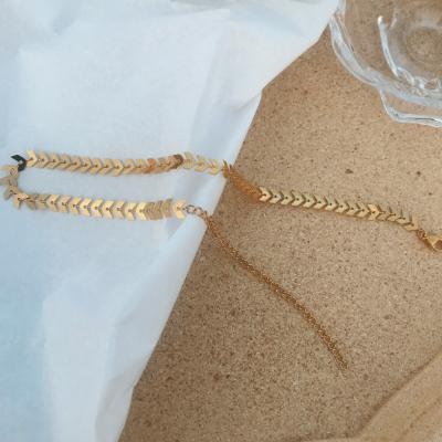 China TRENDY Real 18K Gold Plating Stainless Steel Arrow Glitter Neck Chain Ladies Clavicle Chain Necklace for sale