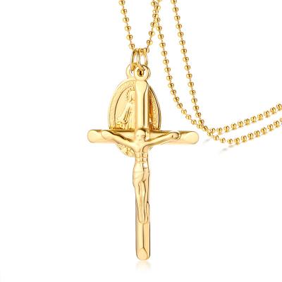 China 316L Stainless Steel Mary Gold Cross Overlapping Fashion Necklace for sale