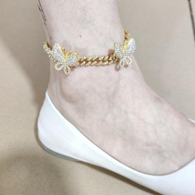 China Hip Hop Hip Hop Width 8mm Silver 23 Cm Length Fashion Alloy Butterfly Knot Women Anklet Chain for sale