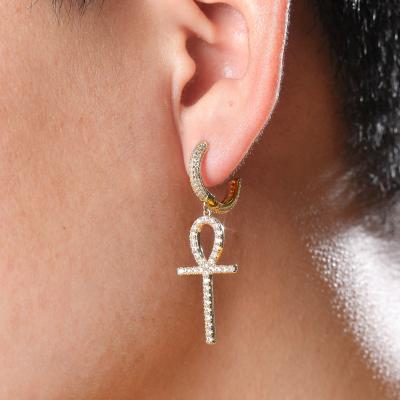 China 18k Gold Mixed Africa Ankh Brass Stud Earrings Wholesale Women Hiphop Hip Hop Earrings for sale