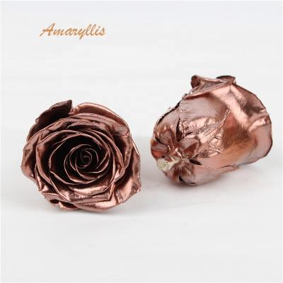 China DIY gifts decoration preserved roses Rose Gold Silver Amaryllis Wholesale eternal a grade 4-5 cm decorative flowers and garlands for sale