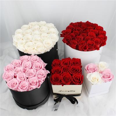 China Celebration Gifts Factory Wholesale Flores Gifts Lasting Eternal Preserved Rose Flowers in Gift Box for Home Decor Luxury for sale